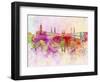 Mecca Skyline in Watercolor Background-paulrommer-Framed Art Print