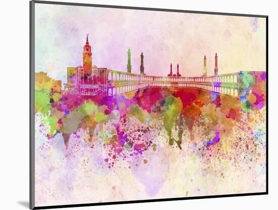 Mecca Skyline in Watercolor Background-paulrommer-Mounted Art Print