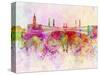 Mecca Skyline in Watercolor Background-paulrommer-Stretched Canvas