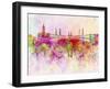 Mecca Skyline in Watercolor Background-paulrommer-Framed Art Print