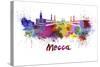 Mecca Skyline in Watercolor-paulrommer-Stretched Canvas