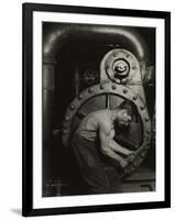 Mechanic and steam pipe, 1921 (silver gelatin print)-Lewis Wickes Hine-Framed Giclee Print