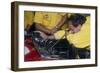 Mechanic at Work in the Ferrari Pits, 1988-null-Framed Photographic Print