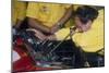 Mechanic at Work in the Ferrari Pits, 1988-null-Mounted Photographic Print