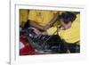 Mechanic at Work in the Ferrari Pits, 1988-null-Framed Photographic Print