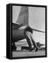 Mechanic Climbing Into Tailpipe to Check Clearance Between Turbine Wheel Bucket Tips and rug-Charles E^ Steinheimer-Framed Stretched Canvas