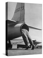 Mechanic Climbing Into Tailpipe to Check Clearance Between Turbine Wheel Bucket Tips and rug-Charles E^ Steinheimer-Stretched Canvas