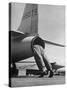 Mechanic Climbing Into Tailpipe to Check Clearance Between Turbine Wheel Bucket Tips and rug-Charles E^ Steinheimer-Stretched Canvas