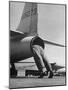 Mechanic Climbing Into Tailpipe to Check Clearance Between Turbine Wheel Bucket Tips and rug-Charles E^ Steinheimer-Mounted Photographic Print