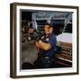 Mechanic Norman Hummel at His Garage-James Keyser-Framed Premium Photographic Print