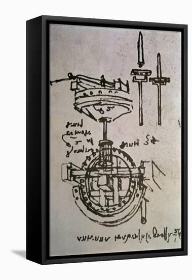 Mechanical Drawings No.3-Leonardo da Vinci-Framed Stretched Canvas