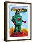 Mechanical Green Mighty Robot with Spark-null-Framed Art Print