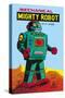 Mechanical Green Mighty Robot with Spark-null-Stretched Canvas