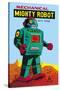 Mechanical Green Mighty Robot with Spark-null-Stretched Canvas