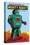 Mechanical Green Mighty Robot with Spark-null-Stretched Canvas