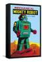 Mechanical Green Mighty Robot with Spark-null-Framed Stretched Canvas