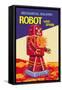 Mechanical Walking Red Robot with Spark-null-Framed Stretched Canvas