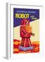 Mechanical Walking Red Robot with Spark-null-Framed Art Print