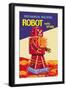 Mechanical Walking Red Robot with Spark-null-Framed Art Print