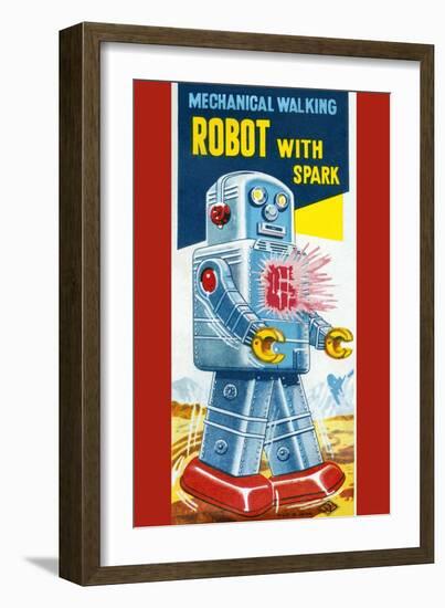 Mechanical Walking Robot with Spark-null-Framed Art Print