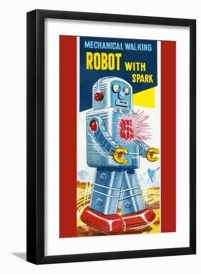 Mechanical Walking Robot with Spark-null-Framed Art Print
