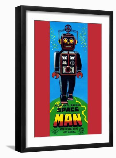 Mechanical Walking Space Man-null-Framed Art Print