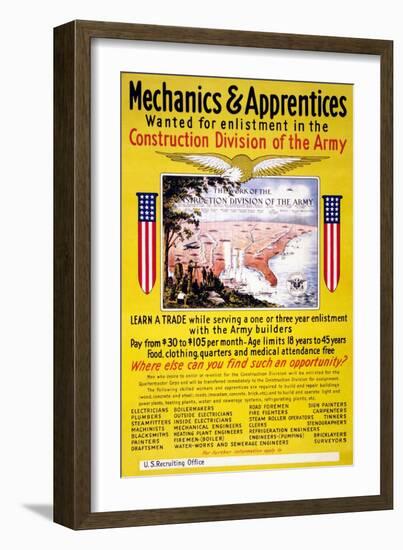 Mechanics and Apprentices Wanted for Enlistment-null-Framed Art Print