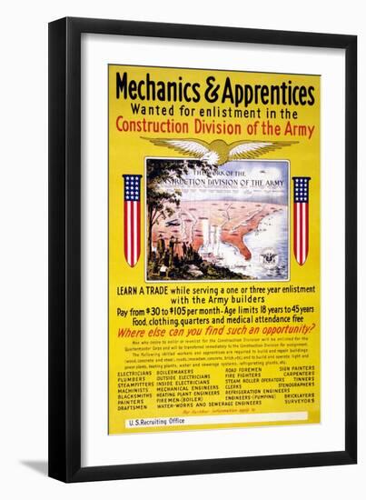 Mechanics and Apprentices Wanted for Enlistment-null-Framed Art Print