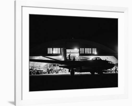 Mechanics Servicing a B-45 Bomber-null-Framed Photographic Print
