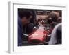 Mechanics Work on John Surtees in Ferrari During Pit Stop-null-Framed Photographic Print