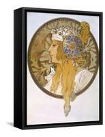 Medaillon with Portrait of a Blond Woman, 1897-Alphonse Mucha-Framed Stretched Canvas