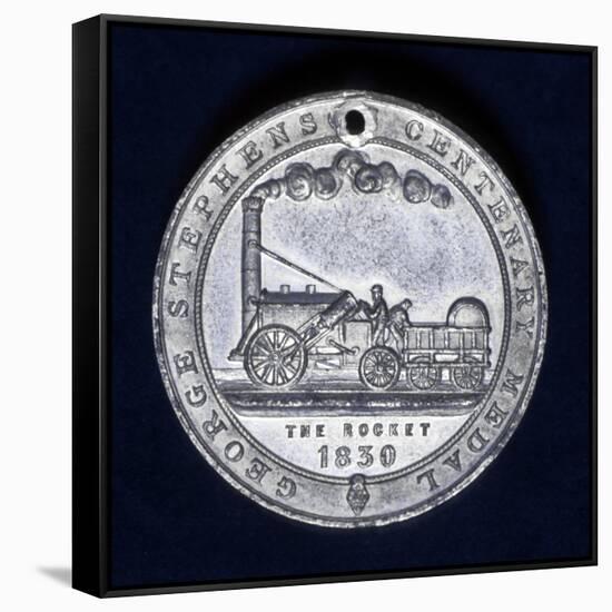 Medal Commemorating the Centenary of the Birth of George Stephenson, Railway Engineer, 1881-null-Framed Stretched Canvas