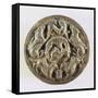 Medallion Depicting Hyenas Devouring Antelope, Gold-null-Framed Stretched Canvas