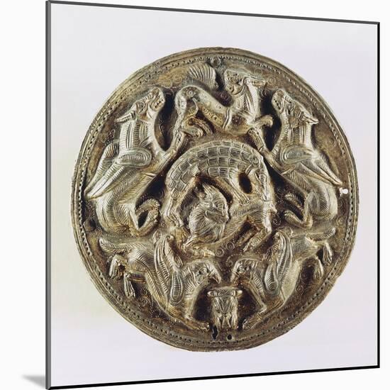 Medallion Depicting Hyenas Devouring Antelope, Gold-null-Mounted Giclee Print