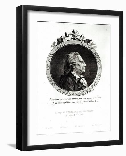 Medallion Portrait of Giacomo Casanova Age 63, 1788-Johann Berka-Framed Giclee Print