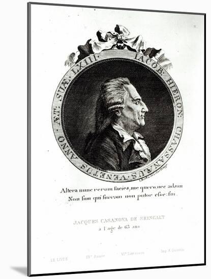 Medallion Portrait of Giacomo Casanova Age 63, 1788-Johann Berka-Mounted Giclee Print