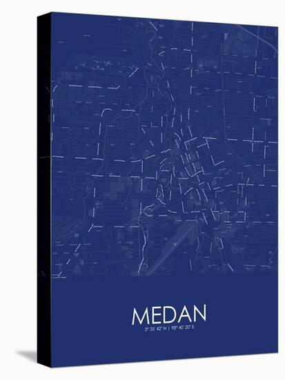 Medan, Indonesia Blue Map-null-Stretched Canvas