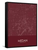 Medan, Indonesia Red Map-null-Framed Stretched Canvas