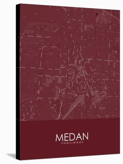 Medan, Indonesia Red Map-null-Stretched Canvas