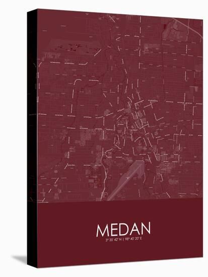 Medan, Indonesia Red Map-null-Stretched Canvas