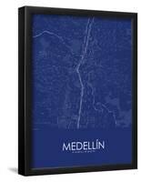 Medellin, Colombia Blue Map-null-Framed Poster