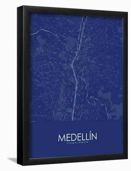 Medellin, Colombia Blue Map-null-Framed Poster