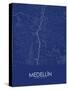Medellin, Colombia Blue Map-null-Stretched Canvas