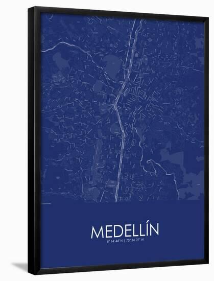 Medellin, Colombia Blue Map-null-Framed Poster