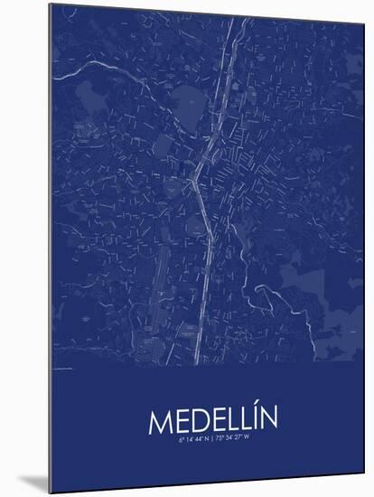 Medellin, Colombia Blue Map-null-Mounted Poster