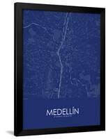 Medellin, Colombia Blue Map-null-Framed Poster