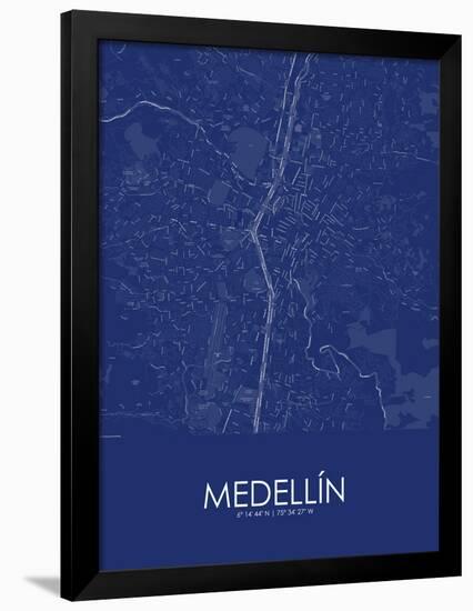 Medellin, Colombia Blue Map-null-Framed Poster