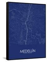 Medellin, Colombia Blue Map-null-Framed Stretched Canvas