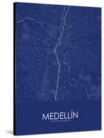 Medellin, Colombia Blue Map-null-Stretched Canvas