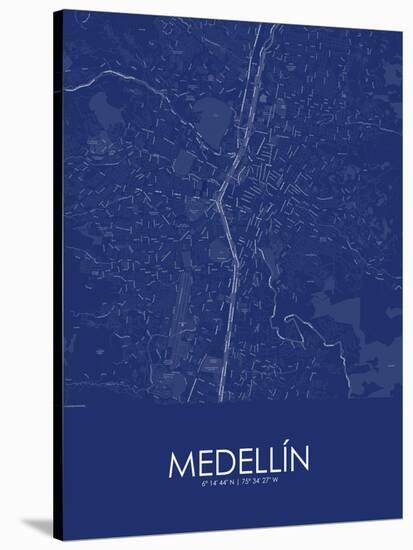 Medellin, Colombia Blue Map-null-Stretched Canvas